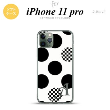 iPhone11Pro iPhone11 Pro スマホケース ソフトケース 水玉 A 白 黒 +アルファベット メンズ レディース nk-i11p-tp1112i