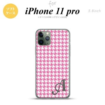 iPhone11Pro iPhone11 Pro スマホケース ソフトケース 千鳥 格子 小 ピンク 白 +アルファベット メンズ レディース nk-i11p-tp902i