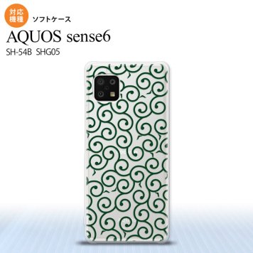 SH-54B SHG05 AQUOS sense6 スマホケース ソフトケース 唐草 クリア 緑 メンズ レディース nk-sens6-tp1129