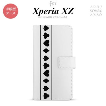 【手帳型 スマホ カバー ケース】【SO01J】【エクスペリア XZ 】手帳型 ケース SO-01J スマホ カバー XPERIA XZ エクスペリア トランプ(帯) 白×黒 nk-004s-so01j-dr527【メール便送料無料】