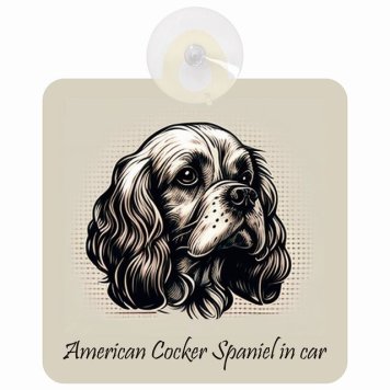 American Cocker Spaniel アメリカンコッカースパニエル Aタイプ 車 窓ガラス 吸盤タイプ カーステッカー 犬 かっこいい おしゃれ イラスト付 DOG IN CAR ドッグインカー ドッグオンボード 安全対策 セーフティサイン デコ 外出 ドライブ カーサイン 吸盤