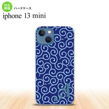 iPhone13mini iPhone13 mini ケース ハードケース 唐草 青 水色 +アルファベット  nk-i13m-1131i