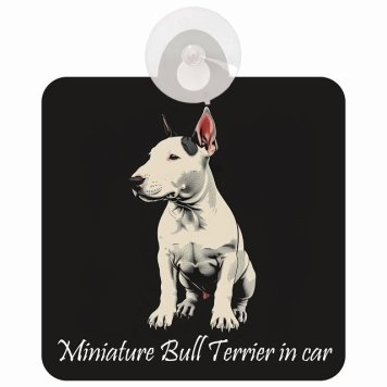 Miniature Bull Terrier ミニチュアブルテリア Aタイプ 車 窓ガラス 吸盤タイプ 犬 かっこいい おしゃれ イラスト付 DOG IN CAR ドッグインカー ドッグオンボード 安全対策 セーフティサイン デコ 外出 ドライブ カーサイン 吸盤
