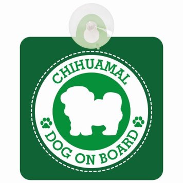 セーフティサイン DOG ON BOARD Chihuamal チワマル グリーン 安全運転 車内用 吸盤タイプ 煽り運転対策 収れん火災防止タイプ 安全対策 カーサイン 吸盤 肉球マーク