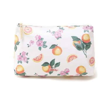 キャスキッドソン Cath Kidston ポーチ 化粧ポーチ マルチポーチ 831291 MATT ZIP COSMETIC BAG マット ジップ コスメティックバッグ WHITE GRAPEFRUIT BLOOM フルーツ柄ホワイト系マルチ