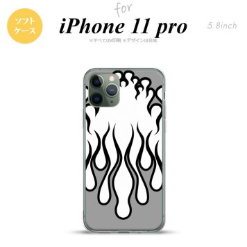 iPhone11Pro iPhone11 Pro スマホケース ソフトケース ファイヤー 炎 白 黒 メンズ レディース nk-i11p-tp1307