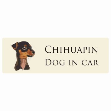 ドッグ カーステッカー イラスト付 Dog in Car チワピン Aタイプ セーフティサイン 犬種別 長方形 20x6.7cm シール リア あおり運転対策 Dog Sticker 屋外 屋内 防水 かわいい おしゃれ 安全対策 カーサイン
