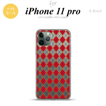 iPhone11Pro iPhone11 Pro スマホケース ソフトケース アーガイル クリア 赤 メンズ レディース nk-i11p-tp1404