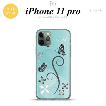 iPhone11Pro iPhone11 Pro スマホケース ソフトケース バタフライ 蝶 D 水色 メンズ レディース nk-i11p-tp226