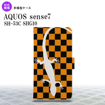 sense7 sense7 手帳型スマホケース カバー トカゲ 市松 オレンジ 2022年 11月発売 nk-004s-sens7-dr862