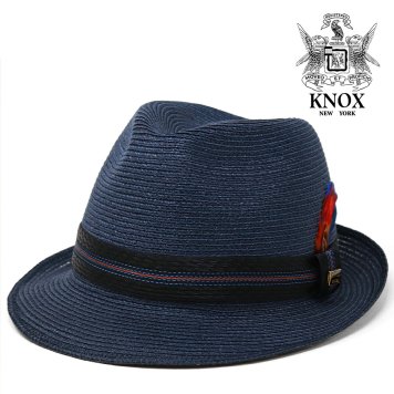 KNOX ハット NEWYORK ブランド 帽子 夏 メンズ 紳士 中折れハット ヘンプ 麻 ヘンプブレード 麦わら帽 ストローハット 紺 ネイビー ぼうし おしゃれ サマーハット 中折れ 50代 中折れ帽 メンズハット 夏用 ファッション 父の日 ギフト