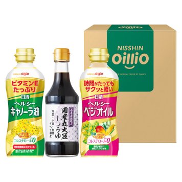 日清オイリオ ヘルシーオイル&国産丸大豆醤油ギフト  ／セット・詰め合わせ 調味料 食品 結婚祝い プレゼント ギフト 結婚内祝い 出産祝い 出産内祝い 送料無料 2026 送料無料 ギフト プレゼント プチギフト 内祝い 快気祝い 出産祝い 結婚祝い 引出物 新築祝い お返し