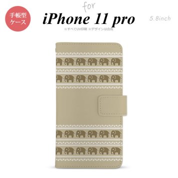 iPhone11Pro iPhone11 Pro 手帳型スマホケース カバー エスニック ゾウ ベージュ  nk-004s-i11p-dr692