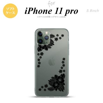iPhone11Pro iPhone11 Pro スマホケース ソフトケース ハイビスカス E クリア 黒 メンズ レディース nk-i11p-tp1057
