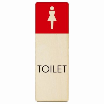 トイレ プレート 木製 女 A1 長方形 縦書き 6x18cm ドア サインステッカー ピクトサイン トイレマーク表示 案内 注意 施設 御手洗 TOILET おしゃれ シンプル 安全対策
