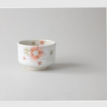 モダン桜茶碗(オレンジ) 陶器 美濃焼 やきものの里から、暮らしを贈ります。　ギフト 食器 セット テーブルウェア