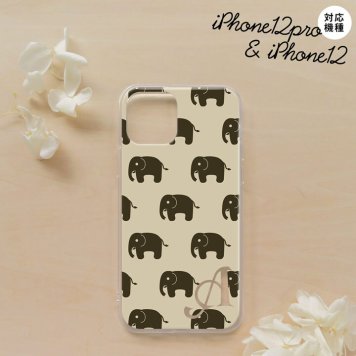 iPhone12/iPhone12pro iPhone12 / iPhone12pro スマホケース ソフトケース ゾウ ベージュ +アルファベット メンズ レディース nk-i12-tp772i