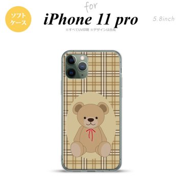 iPhone11Pro iPhone11 Pro スマホケース ソフトケース くま チェック 茶 メンズ レディース nk-i11p-tp751