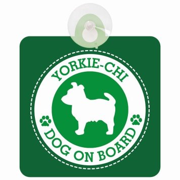 セーフティサイン DOG ON BOARD Yorkie-Chi ヨーチー グリーン 安全運転 車内用 吸盤タイプ 煽り運転対策 収れん火災防止タイプ 安全対策 カーサイン 吸盤 肉球マーク