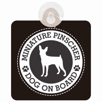 セーフティサイン DOG ON BOARD MINIATURE PINSCHER ミニチュアピンシャー ブラック 安全運転 車内用 吸盤タイプ 煽り運転対策 収れん火災防止タイプ 安全対策 カーサイン 吸盤 肉球マーク