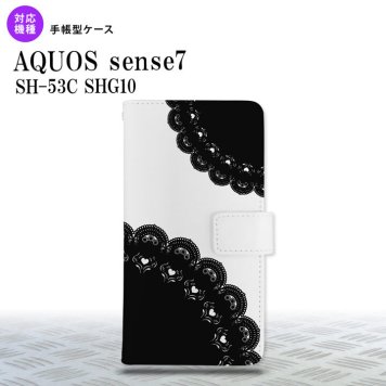 sense7 sense7 手帳型スマホケース カバー レース 黒 2022年 11月発売 nk-004s-sens7-dr722