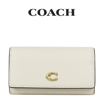 送料無料 コーチ COACH アウトレット 夏のボーナス レディース 小物 キーケース CS001 B4/HA(ブラス×チョーク) ホワイト (女性 プレゼント レザー シンプル 上品)