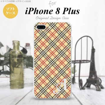 【iPhone8Plus】【スマホケース/スマホカバー】【アイフォン8プラス】iPhone8Plus スマホケース ケース アイフォン8プラス イニシャル チェックA ベージュ×赤 nk-ip8p-tp445ini【メール便送料無料】