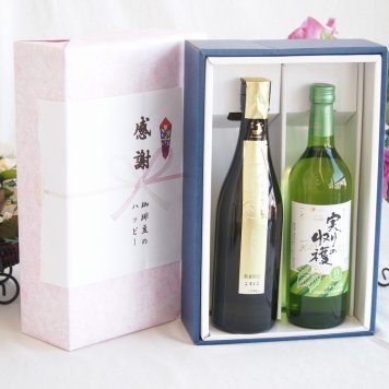 感謝の贈り物ボックス 贅沢な日本酒原酒しぼりたてと国産ワインセット(実りの収穫 白甘口ワイン 甘口(山梨県)720ml金鯱 しぼっとる純米吟醸原酒(愛知県)720ml