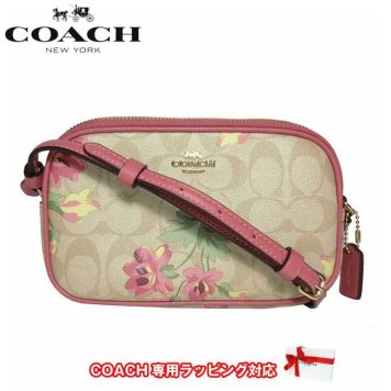 コーチ アウトレット COACH ショルダーバッグ F73007 PVC シグネチャー × フローラル / リリー プリント クロスボディー ポーチ 斜め掛け / ポシェット IMOE3(ライトカーキ×ピンクマルチ)【RCP】【楽天カード分割】【レディース】