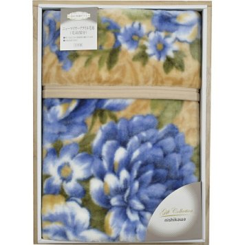 冬の贈り物ご挨拶  アクリルニューマイヤー毛布（毛羽部分） 西川 ブルー 140×200cm