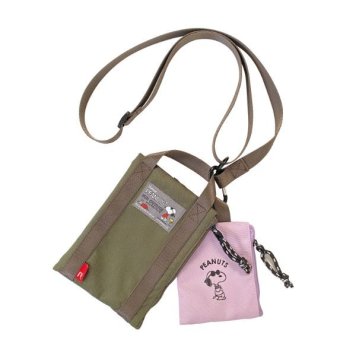 スヌーピー IP.Lanyard.PEANUTS-8K スマホショルダー バッグ カーキ  ルートート