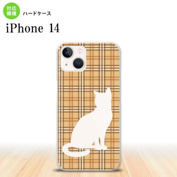 iPhone14 iPhone14 スマホケース 背面ケース ハードケース 猫 チェック B 茶 2022年 9月発売 nk-i14-956