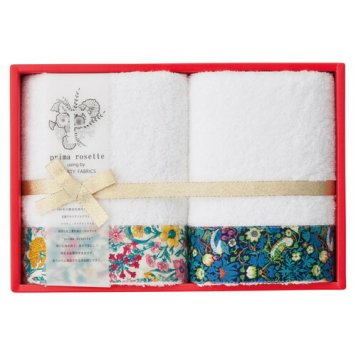 【送料無料・包装無料・のし無料】prima rosette using by LIBERTY FABRICS フェイスタオル2P YN PR-2425-YN(B4)ギフト 敬老の日 入学祝い 卒業祝い 就職祝い 結婚祝い 誕生日 出産祝い 引越祝い 香典返し 新盆 初盆 御礼 お中元 内祝い 快気祝い ご挨拶 志 法事