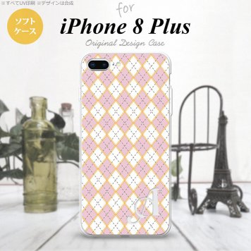 【iPhone8Plus】【スマホケース/スマホカバー】【アイフォン8プラス】iPhone8Plus スマホケース ケース アイフォン8プラス イニシャル アーガイル ピンク×グレー nk-ip8p-tp1411ini【メール便送料無料】