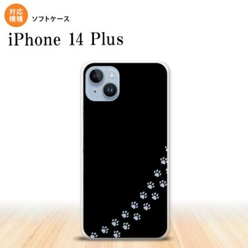 iPhone14 plsu iPhone14 plsu スマホケース 背面ケースソフトケース 猫 足跡 黒 クリア 2022年 10月発売 nk-i14pl-tp421