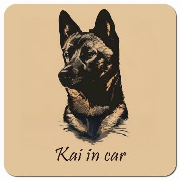 イラスト付 Dog in Car 甲斐犬 Aタイプ カーサイン 車 マグネットステッカー 犬 マグネット 強力 13x13cm 正方形 おしゃれ かわいい ドラレコステッカー 安全対策 危険運転 煽り運転 アニマル 動物 犬種別 屋外 防水 屋内