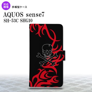 sense7 sense7 手帳型スマホケース カバー ドクロ 黒 赤 2022年 11月発売 nk-004s-sens7-dr868