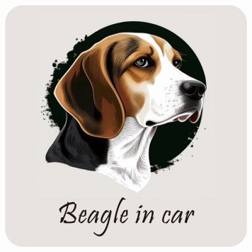 ドッグ カーステッカー イラスト付 Dog in Car ビーグル Aタイプ セーフティサイン 犬種別 正方形 13x13cm シール リア あおり運転対策 Dog Sticker 屋外 屋内 防水 かわいい おしゃれ 安全対策 カーサイン