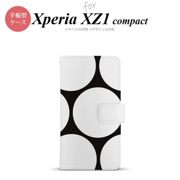 【手帳型 スマホ カバー ケース】【SO02K】【エクスペリア XZ1】手帳型 ケース SO-02K スマホ カバー Xperia XZ1 Compact エクスペリア 水玉B 黒×白 nk-004s-so02k-dr1113【メール便送料無料】