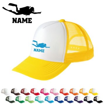 ダイビング/名入れメッシュキャップ スポーツシルエット名入れ  部活 卒団記念品 チームウェア お揃い 記念 クラブ【ネコポス発送不可】【evm】