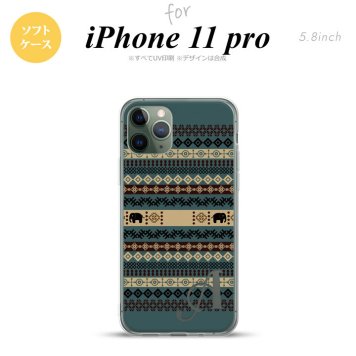 iPhone11Pro iPhone11 Pro スマホケース ソフトケース エスニック ゾウ 青 +アルファベット メンズ レディース nk-i11p-tp1573i