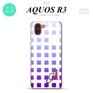 SH-04L SHV44 R3 AQUOS R3 スマホケース カバー スクエア ドット 紫 +アルファベット nk-r3-1362i