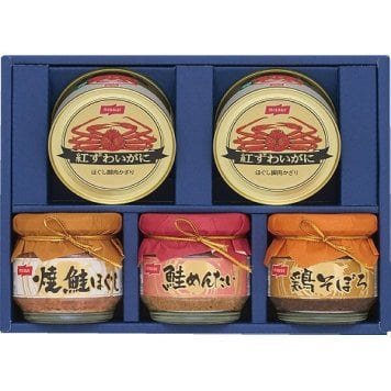 ニッスイ 紅ずわいがに缶詰 びん詰 ギフトセット [26-0474-097] BK-40D かに缶 鮭 鶏そぼろ 詰め合わせ セット 非常食 保存食 防災 ギフト 内祝い
