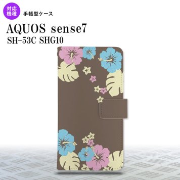 sense7 sense7 手帳型スマホケース カバー ハイビスカス 茶 2022年 11月発売 nk-004s-sens7-dr452