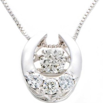 ダイヤモンド ネックレス K18 ホワイトゴールド 0.2ct ダンシングストーン 馬蹄 ホースシュー 一粒 揺れるダイヤ ペンダント 鑑別カード レディース アクセサリー ジュエリー ギフト