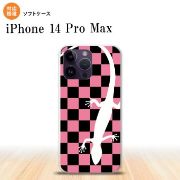 iPhone14 ProMax iPhone14 Pro Max スマホケース 背面ケースソフトケース トカゲ 市松 ピンク 2022年 9月発売 nk-i14pm-tp863