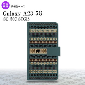 Galaxy A23 GalaxyA23 手帳型スマホケース カバー エスニック ゾウ 青 2022年 10月発売 nk-004s-a23-dr1573