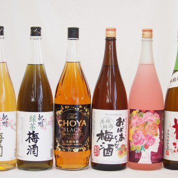 贅沢梅酒6本セット(おばあちゃんの梅酒 芳醇ブランデー仕立チョーヤ梅酒 ローズ梅酒(愛知) 青梅使用小正の梅酒(鹿児島) 蜂蜜梅酒(和歌山) 緑茶梅酒(和歌山県)) 1800ml×6本