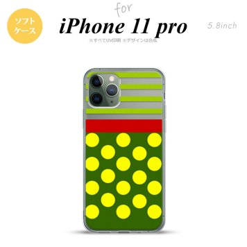 iPhone11Pro iPhone11 Pro スマホケース ソフトケース ドット ボーダー 緑 メンズ レディース nk-i11p-tp784