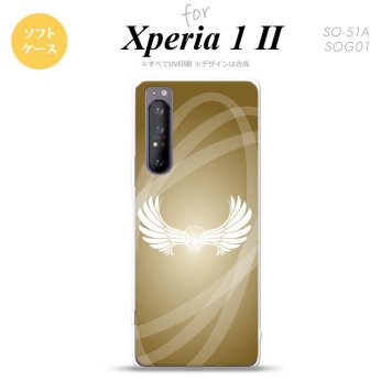Xperia 1 II 5G スマホケース 背面カバー ストラップホール有り ソフトケース 翼 光 ゴールド風 ストラップホール おしゃれ かわいい かっこいい メンズ レディース nk-xp12-tp462